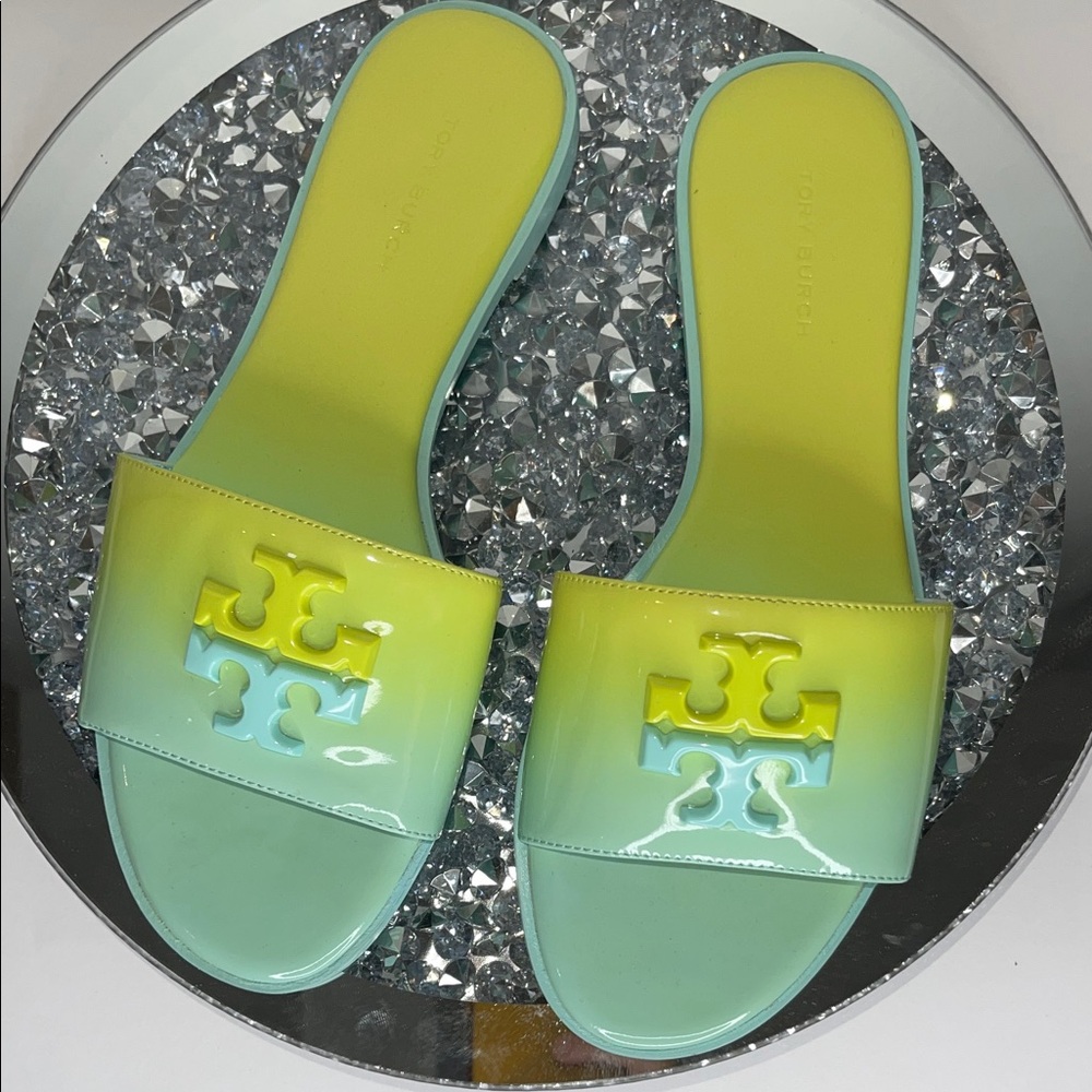 Tory Burch Gradient Yellow and Blue Slides